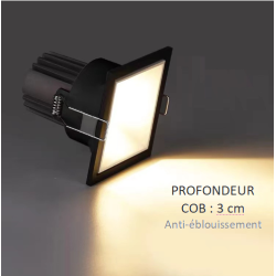 SPOTS LED CARRÉS 1 TÊTE 2 TÊTES (DOWNLIGHT) ENCASTRABLES ANTI-ÉBLOUISSEMENT CADRE ÉTROIT