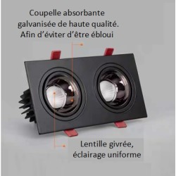 SPOTS LED - 1 TÊTE 2 TÊTES 3 TÊTES - ENCASTRABLES ORIENTABLES ANTI-ÉBLOUISSEMENT