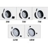 SPOTS LED PUCES SMD (DOWNLIGHT) ENCASTRABLES ANTI-ÉBLOUISSEMENT 3W 5W 7W 12W 18W