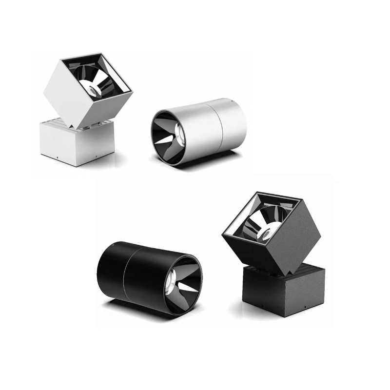 SPOT LED COB EN SAILLIE ROND  CARRÉ – BLANC NOIR ORIENTABLE PLIABLE ROTATIF 9W 12W