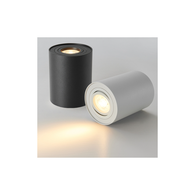 SPOT LED ROND 5W NOIR BLANC MONTAGE EN SURFACE GU10 AMOVIBLE ORIENTABLE