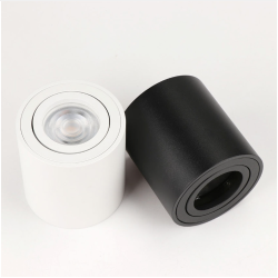 SPOT LED ROND 5W NOIR BLANC MONTAGE EN SURFACE GU10 AMOVIBLE ORIENTABLE