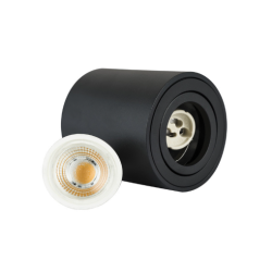 SPOT LED ROND 5W NOIR BLANC MONTAGE EN SURFACE GU10 AMOVIBLE ORIENTABLE