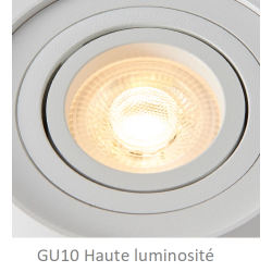 SPOT LED ROND 5W NOIR BLANC MONTAGE EN SURFACE GU10 AMOVIBLE ORIENTABLE