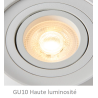 SPOT LED ROND 5W NOIR BLANC MONTAGE EN SURFACE GU10 AMOVIBLE ORIENTABLE