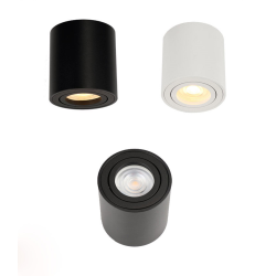 SPOT LED ROND 5W NOIR BLANC MONTAGE EN SURFACE GU10 AMOVIBLE ORIENTABLE