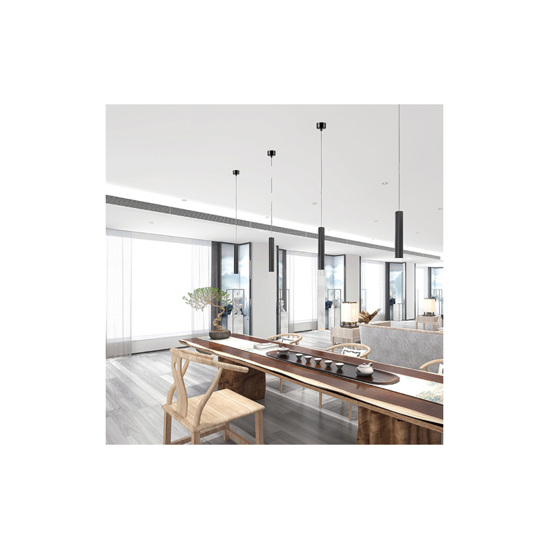 SUSPENSION LED TUBE ALUMINIUM BLANC NOIR AMPOULE GU10 5W