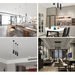 SUSPENSION LED TUBE ALUMINIUM BLANC NOIR AMPOULE GU10 5W