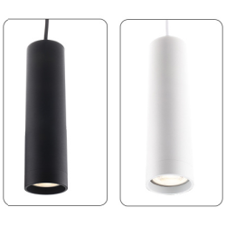 SUSPENSION LED TUBE ALUMINIUM BLANC NOIR AMPOULE GU10 5W