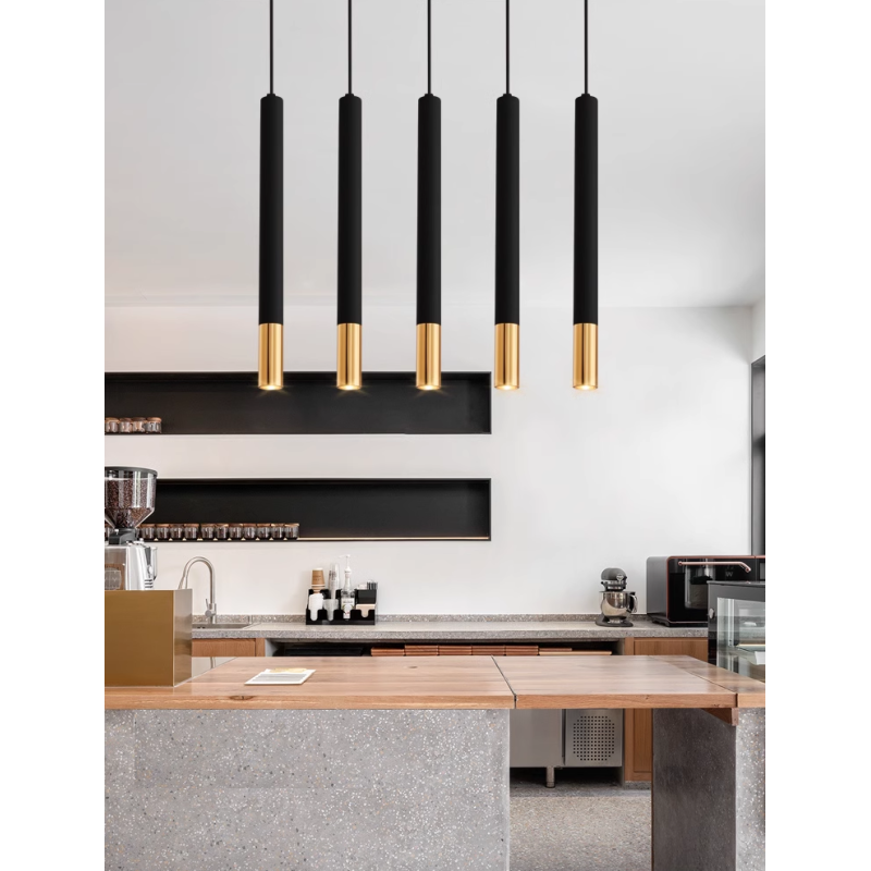 SUSPENSION LED TUBE 5W DOUBLE COULEUR NOIR ET OR - DIVERS DIAMÈTRES ET LONGUEURS - ESTHÉTIQUE ET LUMINEUSE