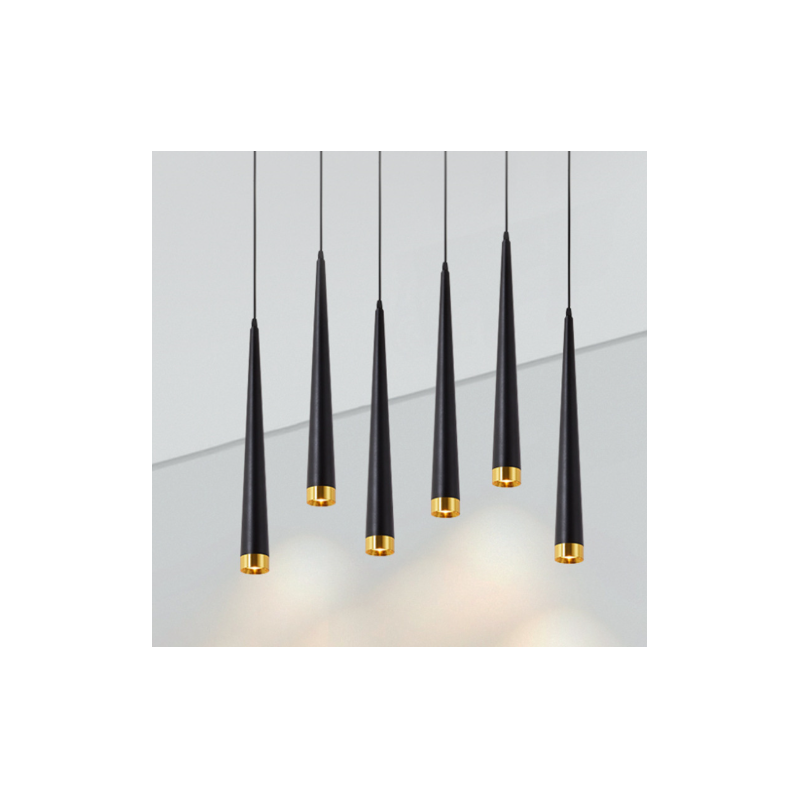 SUSPENSION LED CÔNE 5W CONTEMPORAIN CORPS NOIR TÊTE DORÉE