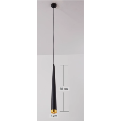 SUSPENSION LED CÔNE 5W CONTEMPORAIN CORPS NOIR TÊTE DORÉE