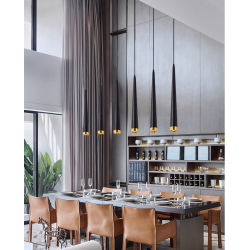 SUSPENSION LED CÔNE 5W CONTEMPORAIN CORPS NOIR TÊTE DORÉE
