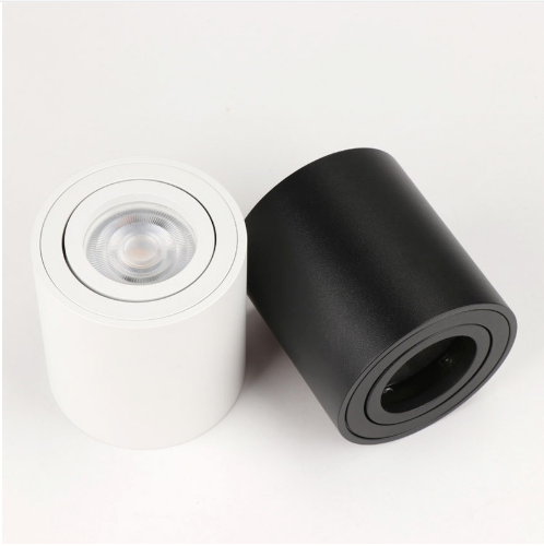 SPOT LED ROND 5W NOIR BLANC MONTAGE EN SURFACE GU10 AMOVIBLE ORIENTABLE