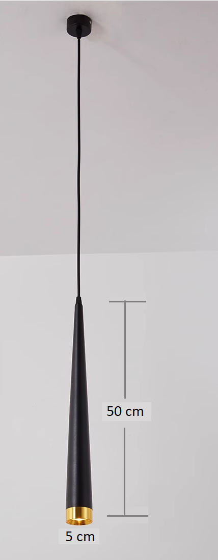 SUSPENSION LED CÔNE 5W CONTEMPORAIN NOIR ET OR fil
