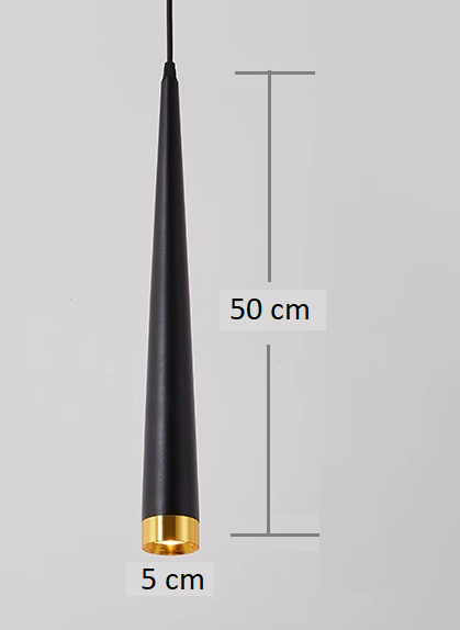 SUSPENSION LED CÔNE 5W CONTEMPORAIN NOIR ET OR dimensions