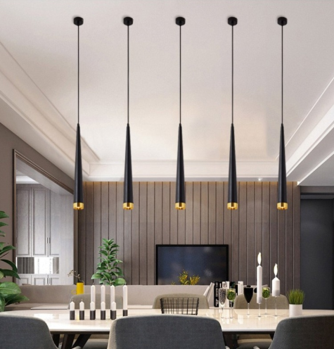 SUSPENSION LED CÔNE 5W CONTEMPORAIN NOIR ET OR ex6