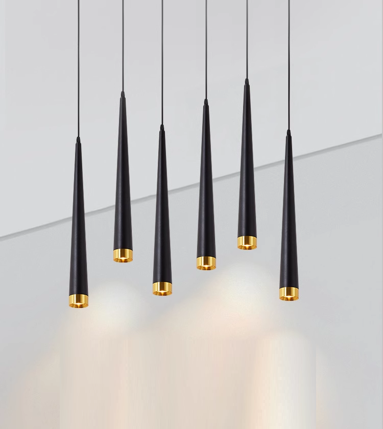 SUSPENSION LED CÔNE 5W CONTEMPORAIN NOIR ET OR couleur