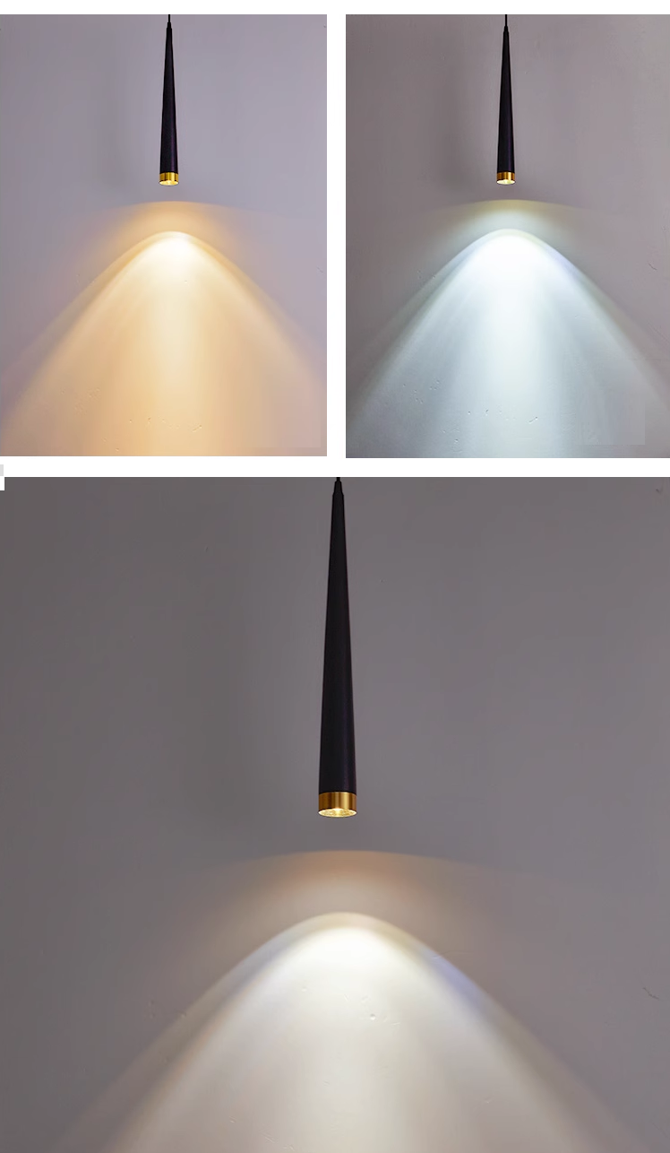 SUSPENSION LED CÔNE 5W CONTEMPORAIN NOIR ET OR température de couleur