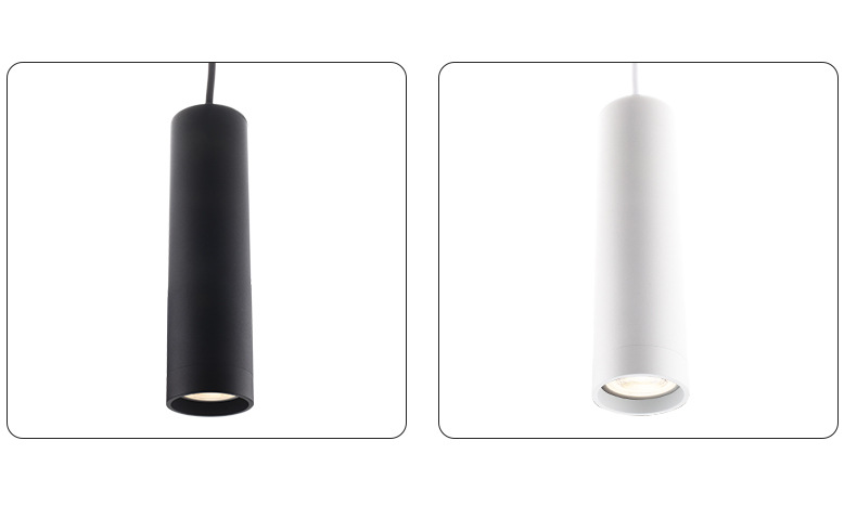 SUSPENSION LED TUBE SIMPLE ALUMINIUM BLANC NOIR AMPOULE GU10 5W  support