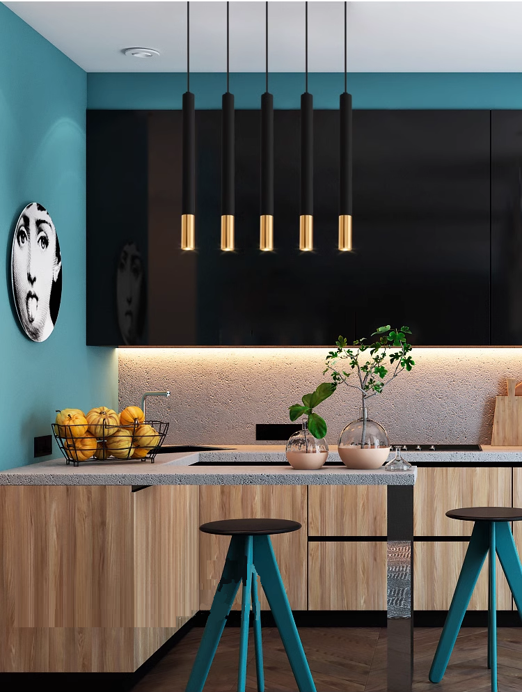 SUSPENSION LED TUBE 5W DOUBLE COULEUR : NOIRE ET OR ex1