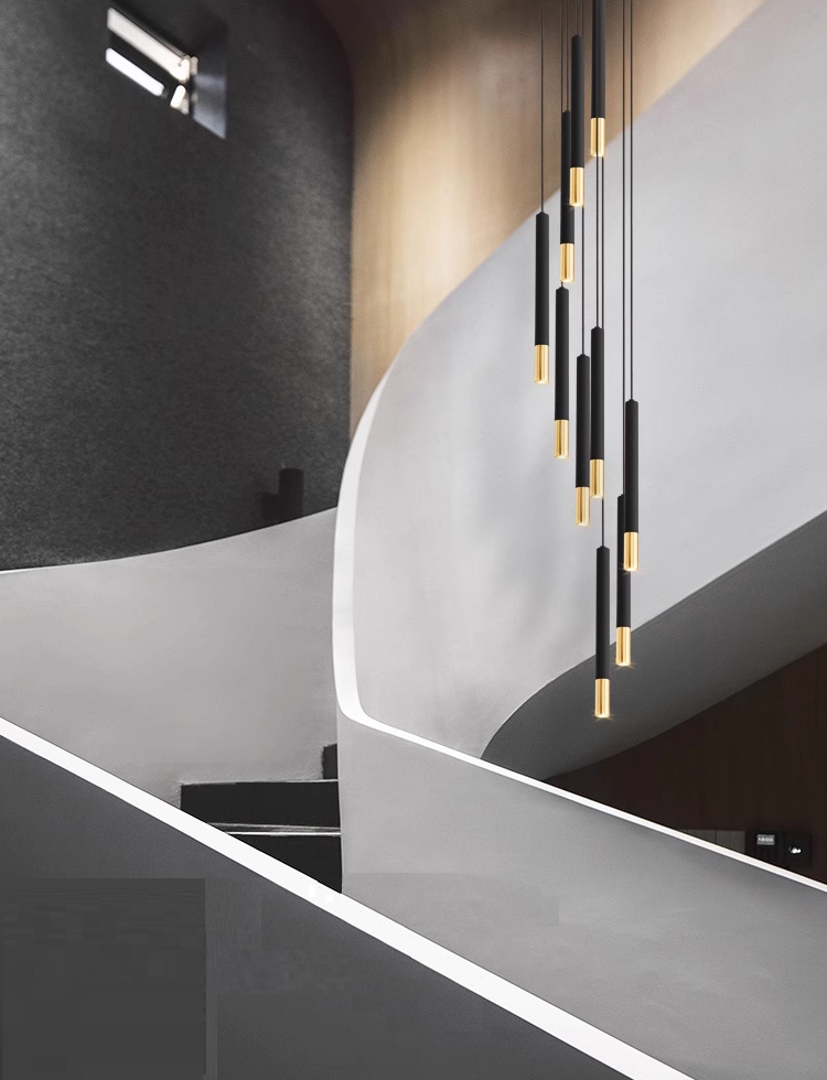 SUSPENSION LED TUBE 5W DOUBLE COULEUR : NOIRE ET OR EX 7